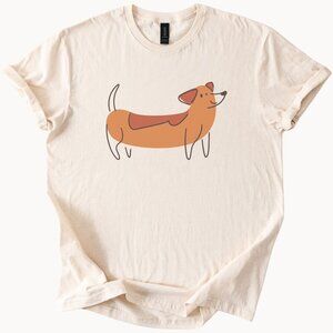 Cartoon Dachshund Dog Graphic T Shirt Cute Sausage Dog Drawing Tee Gift